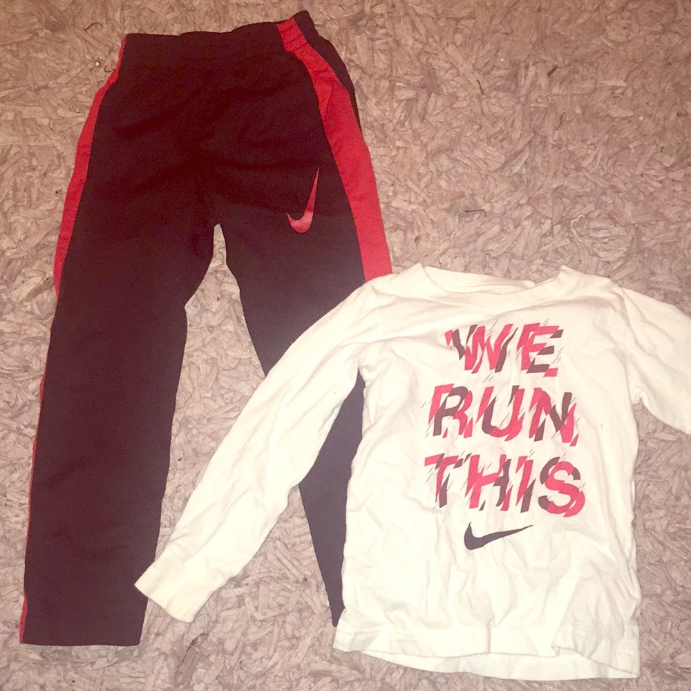 Nike sweat pants and Nike long sleeve shirt